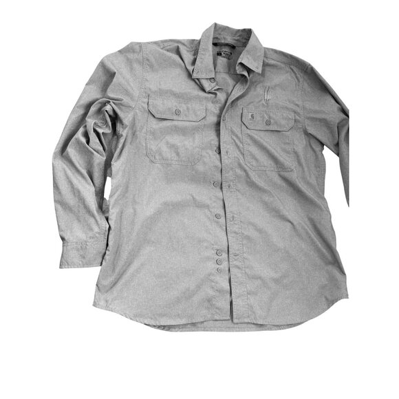 Carhartt Men's Relaxed Fit Long Sleeve Gray Button-Down Shirt.Size L - Picture 2 of 6